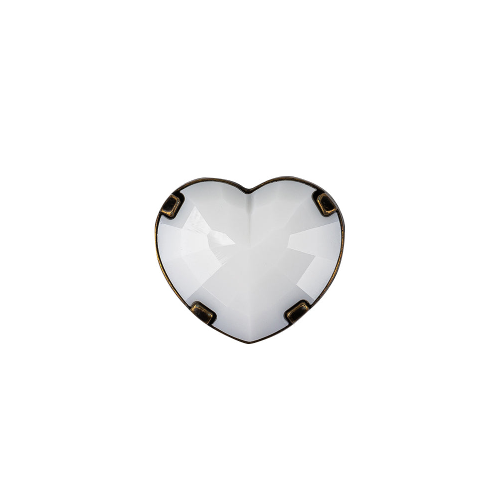 Italian White and Bronze Faceted Heart Shaped Shank Back Button - 25L/16mm - Joann Fabrics