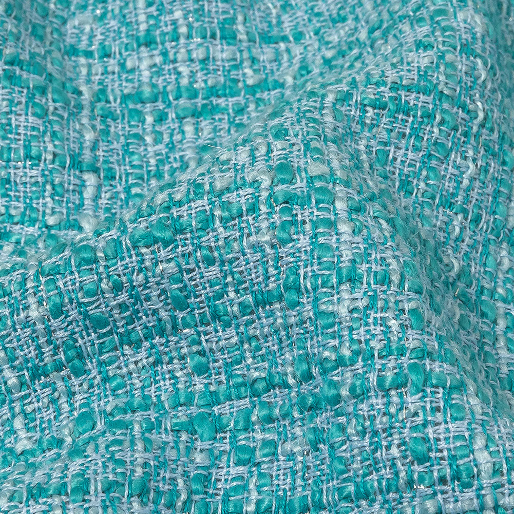 Teal, Sky Blue and Metallic Silver Polyester Tweed - Joann Fabrics
