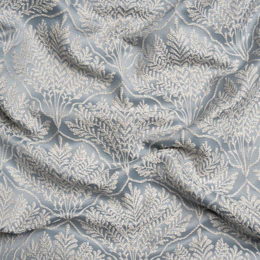 Metallic Drapery Jacquard - Wedgewood Leafy Fans - British Imported - Joann Fabrics