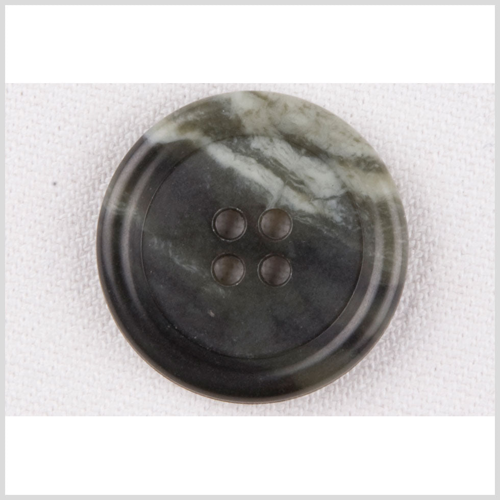 Plastic 4-Hole Button - 40L/25.5mm - Gray Green and Ivory Mottled Rolled Rim - Joann Fabrics
