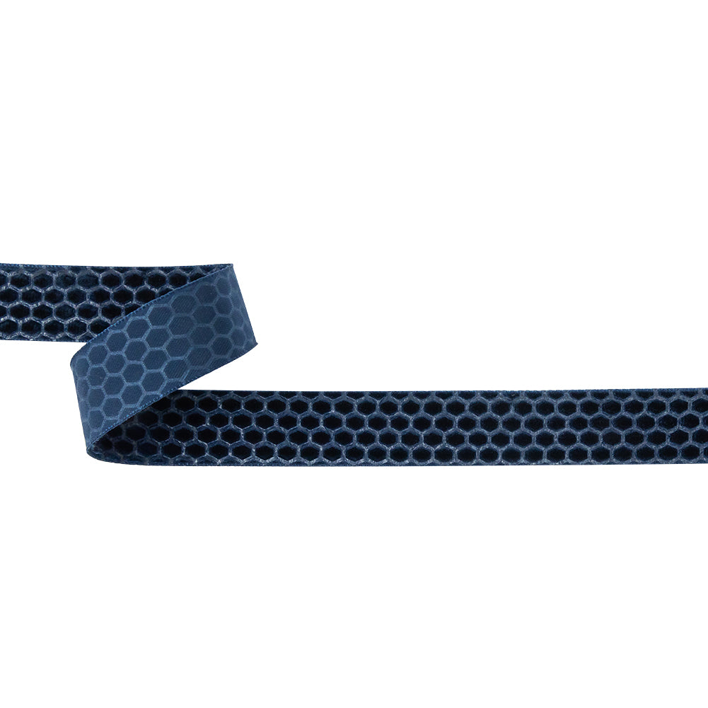Italian Navy Honeycomb Velvet Burnout Trim - 0.875