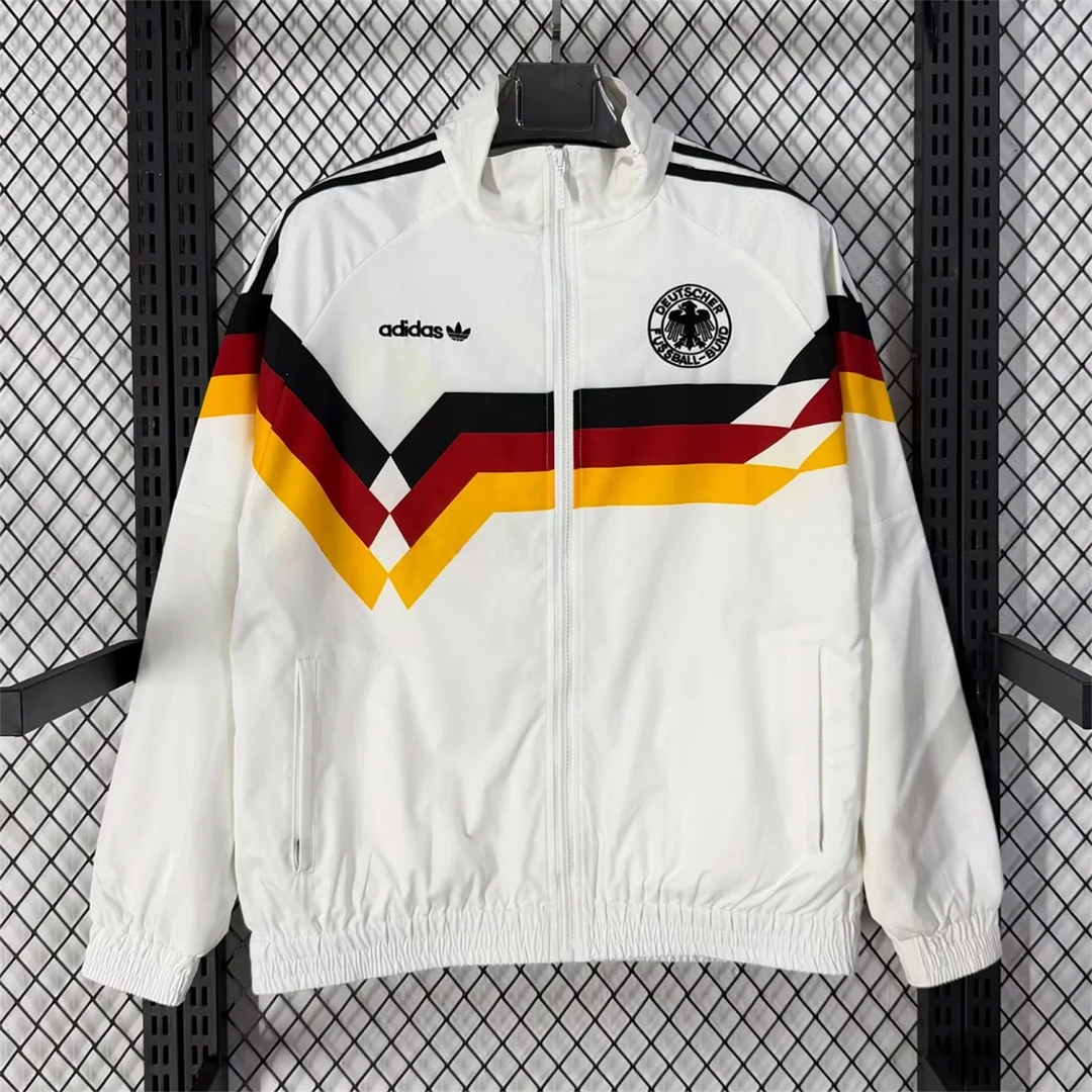 Germany 2026 Windbreaker Jacket - White With Classic Stripes - UnitedFutballJersey