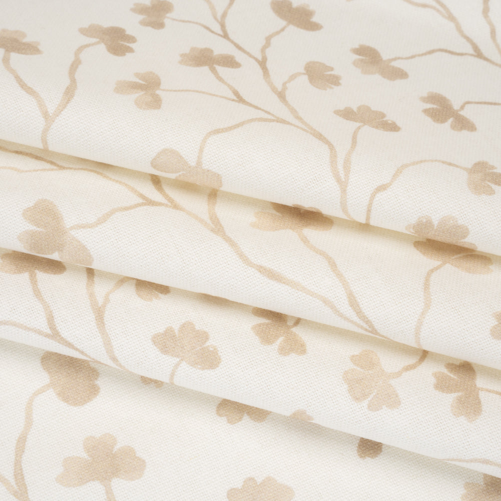Brushed Cotton and Linen Canvas - Flax Clover Leaf Vines - British Imported - Joann Fabrics