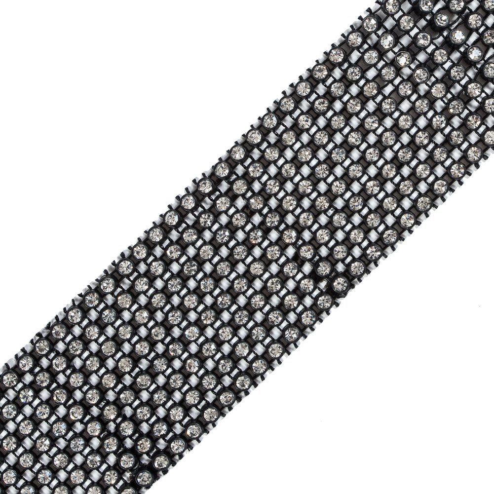 8 Row Black Trimming with Silver Rhinestones - 2