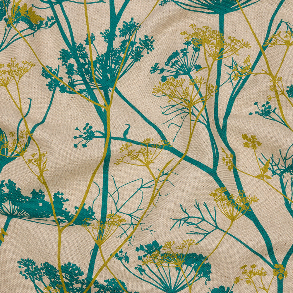 Cotton and Linen Canvas Print - Peacock Chervil Silhouettes - British Imported - Joann Fabrics
