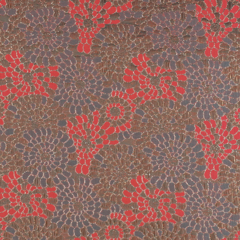 Metallic Gold and Neon Calypso Coral Floral Brocade - Joann Fabrics