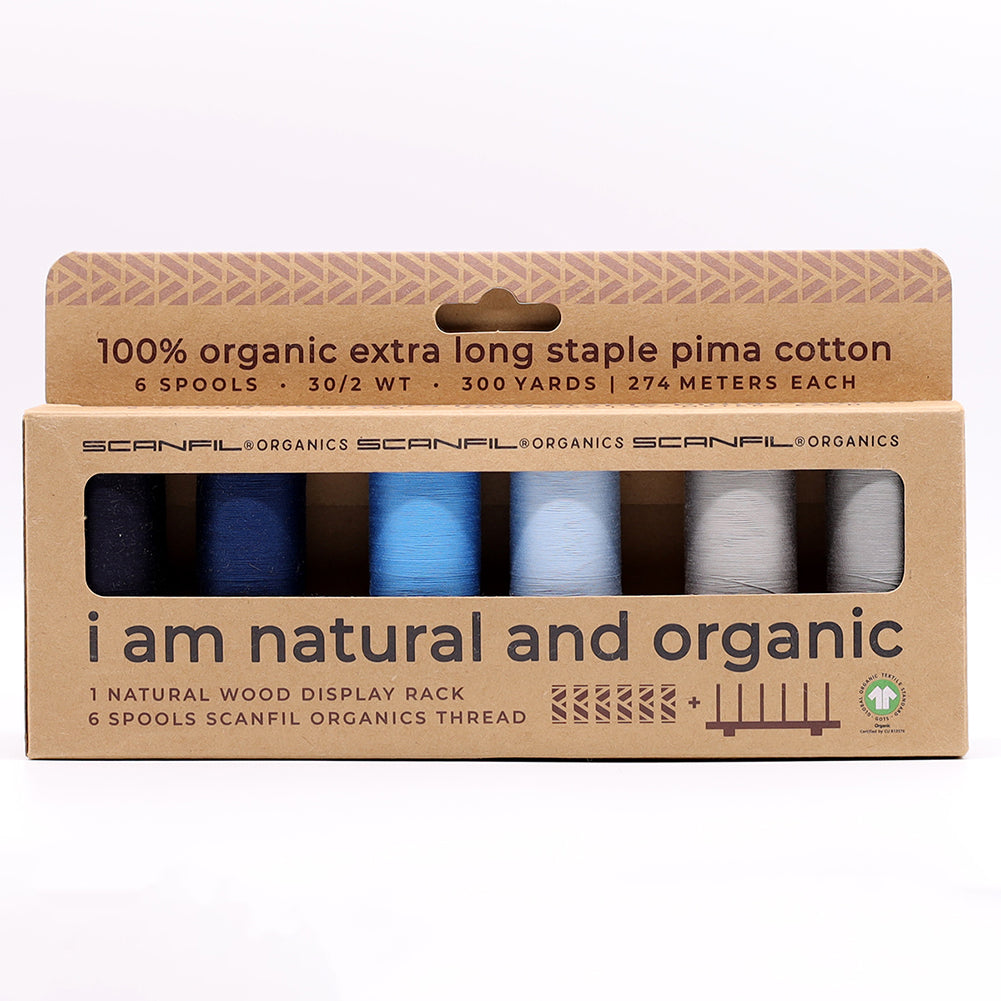 SCANFIL® 30wt Organic Pima Cotton Thread Set - 6ct 300yd Spools & Wood Rack - Frosty Winter - Joann Fabrics