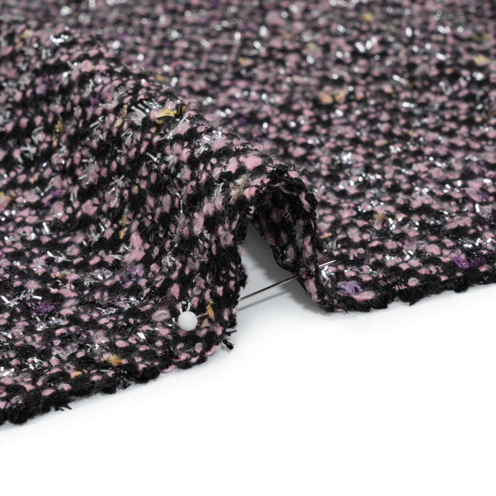 Light Pink, Black and Silver Metallic Fringe Acrylic Boucle Woven - Joann Fabrics