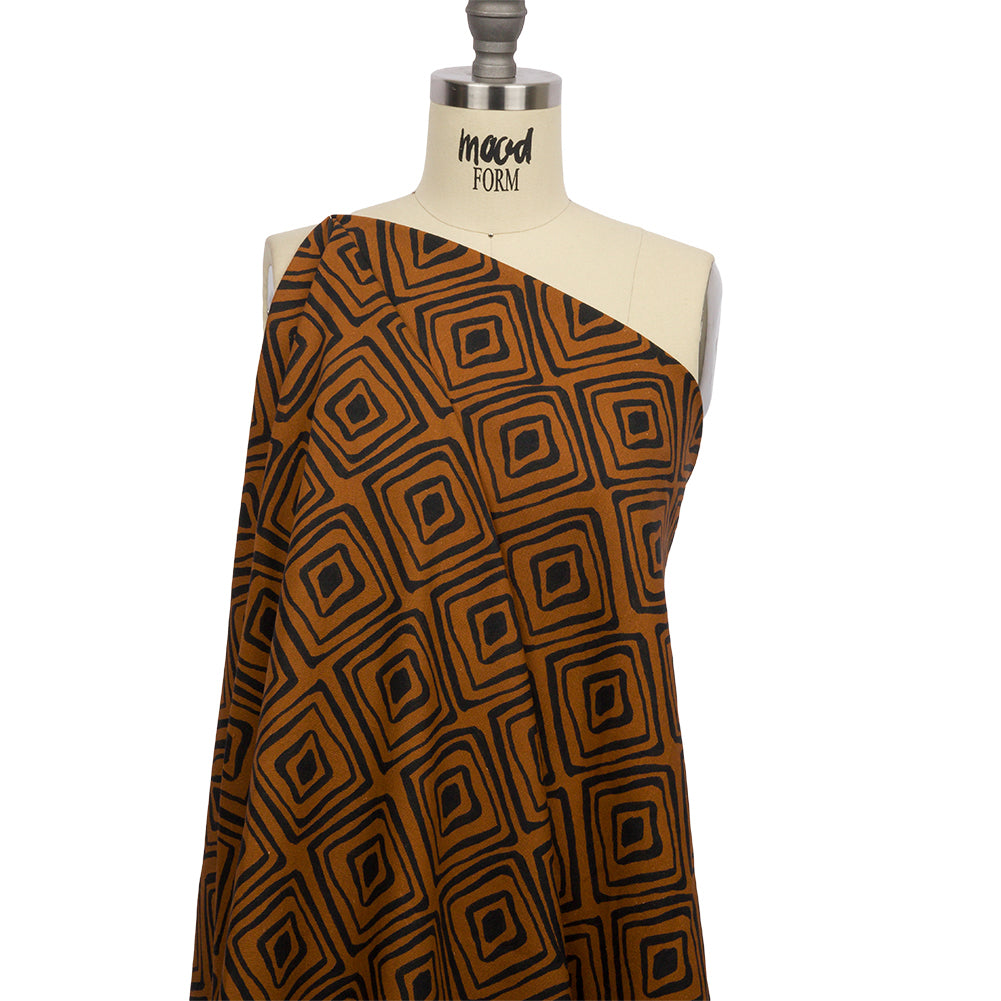 Linen and Rayon Woven - Brown Painted Diamonds - Sahara Summers Print - Mood Exclusive Palm Beach Collection - Joann Fabrics