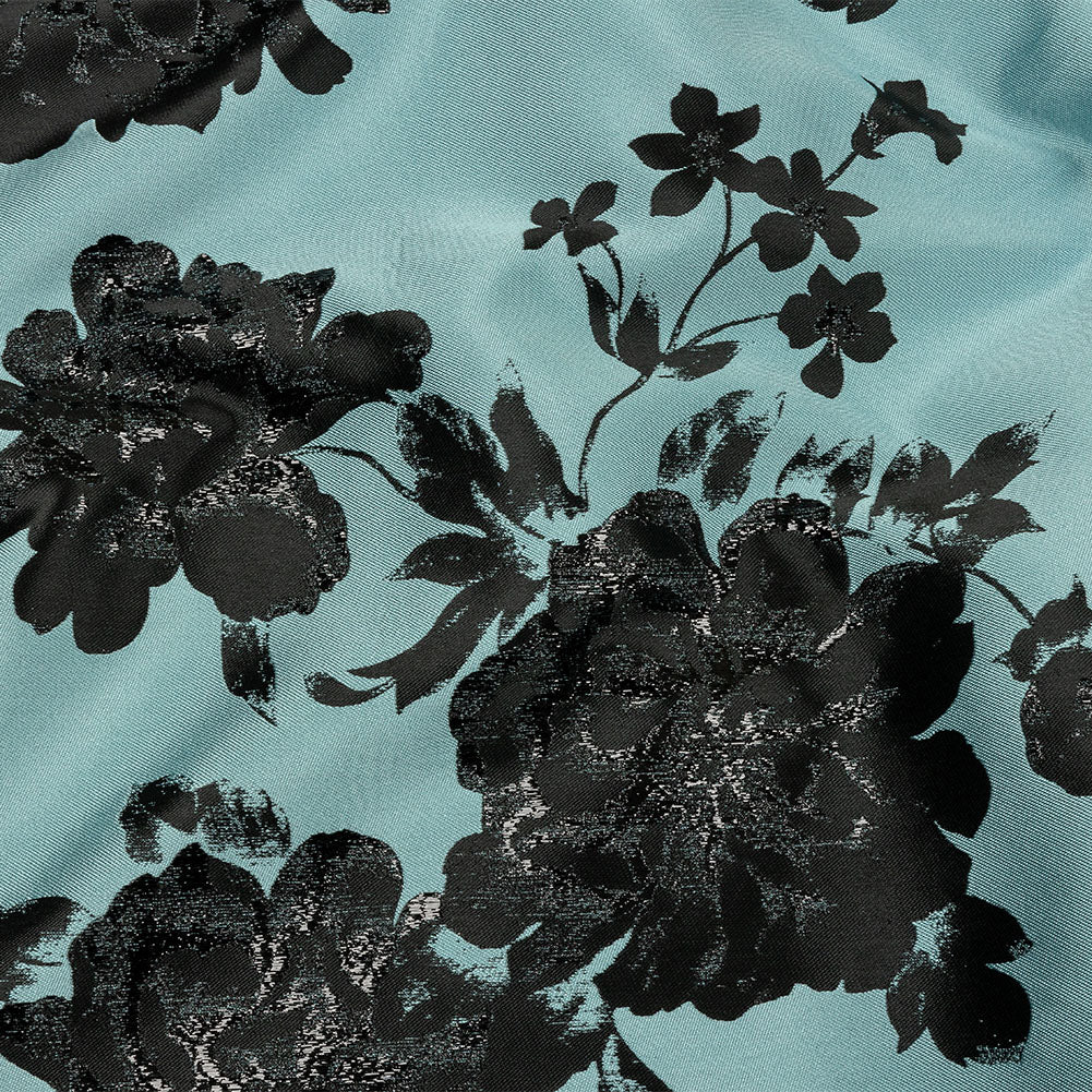 Metallic Black and Blue Fog Floral Luxury Brocade - Joann Fabrics