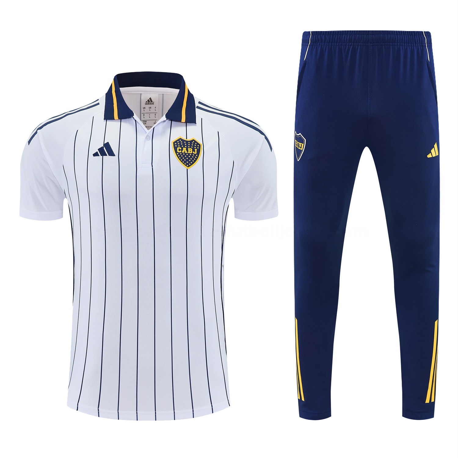 Boca Juniors 25-26 POLO Short-Sleeve Training Set - White Top and Dark Blue Pants - UnitedFutballJersey