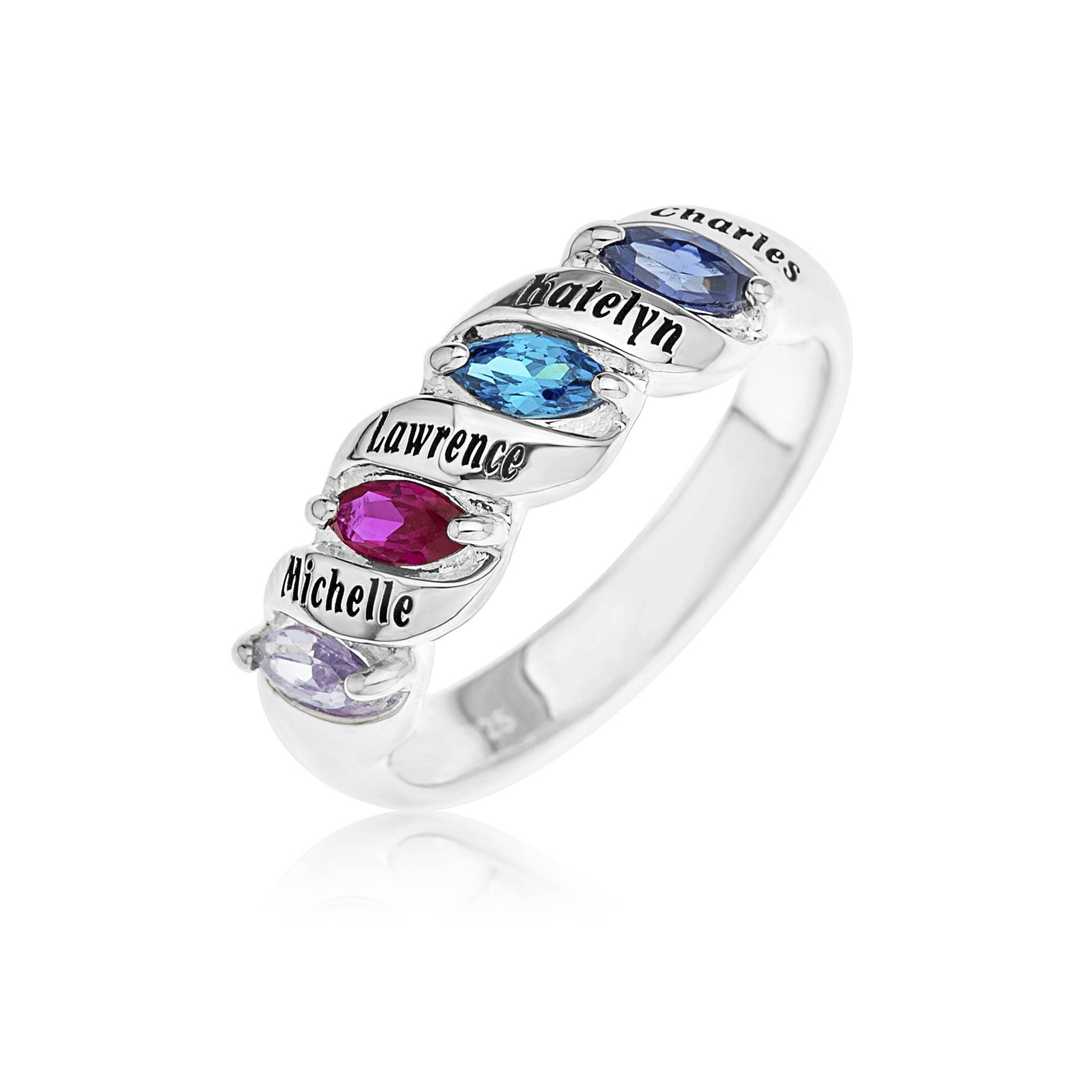 Personalized Family Crystal & Sterling Birthstone Ring - Northstyle Catalog