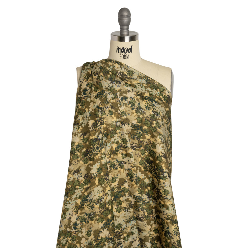 Stretch Cotton Sateen - Olive, Green and Beige Abstract Dots - Forest Lookout Print - Mood Exclusive Acadia Collection - Joann Fabrics