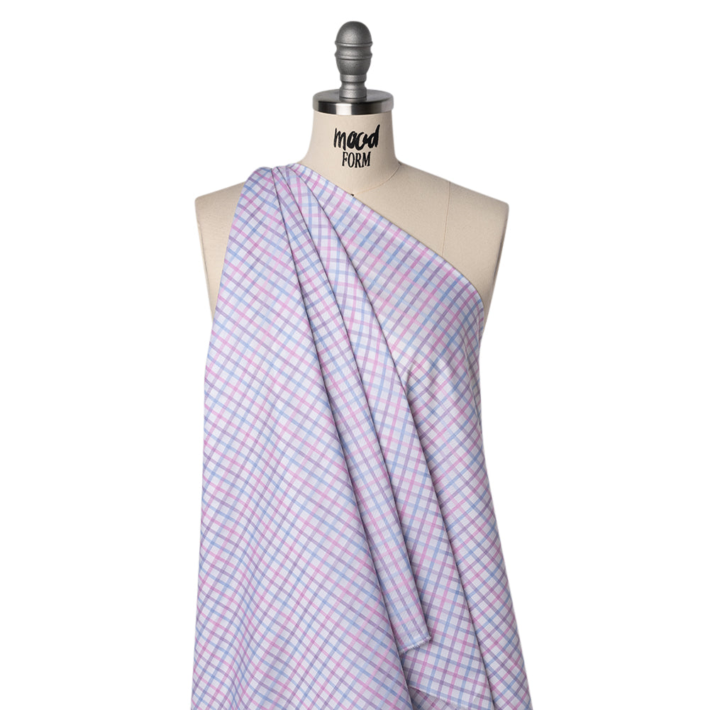 Cotton Twill Shirting - Baby Pink, Lavender and Light Blue Checks - Deadstock - Joann Fabrics