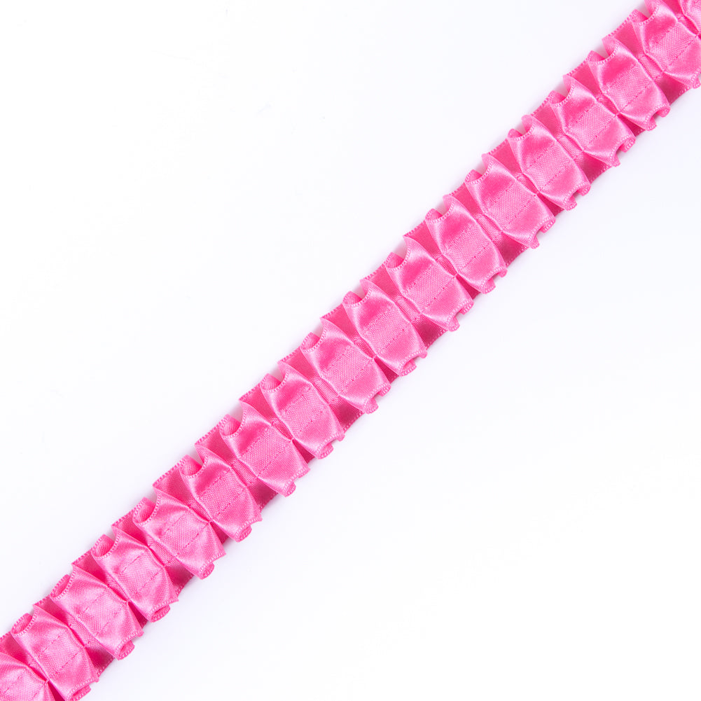 Italian Bright Pink Box Pleated Trimming - 1