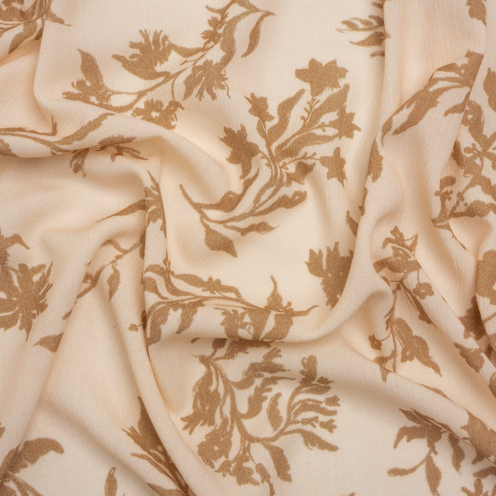 Mood Exclusive Beige Sprouting Sprigs Crinkled Gauzy Viscose Crepe - Joann Fabrics