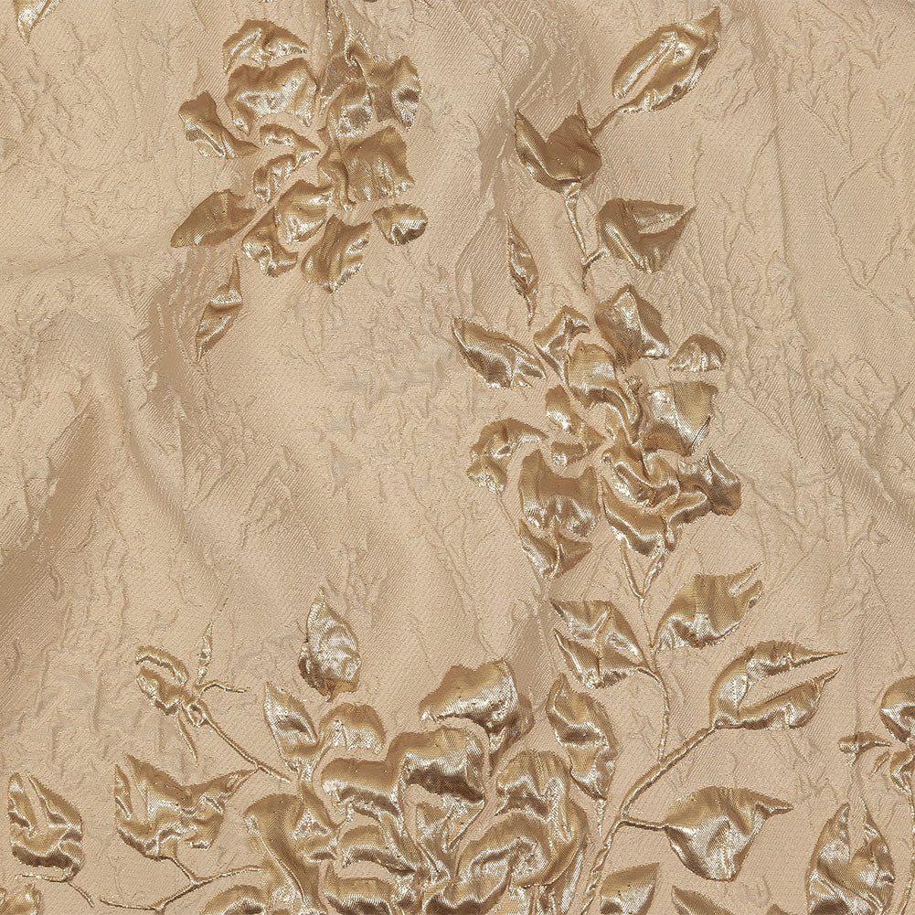 Metallic Gold and Beige Roses and Leaves Luxury Brocade - Joann Fabrics