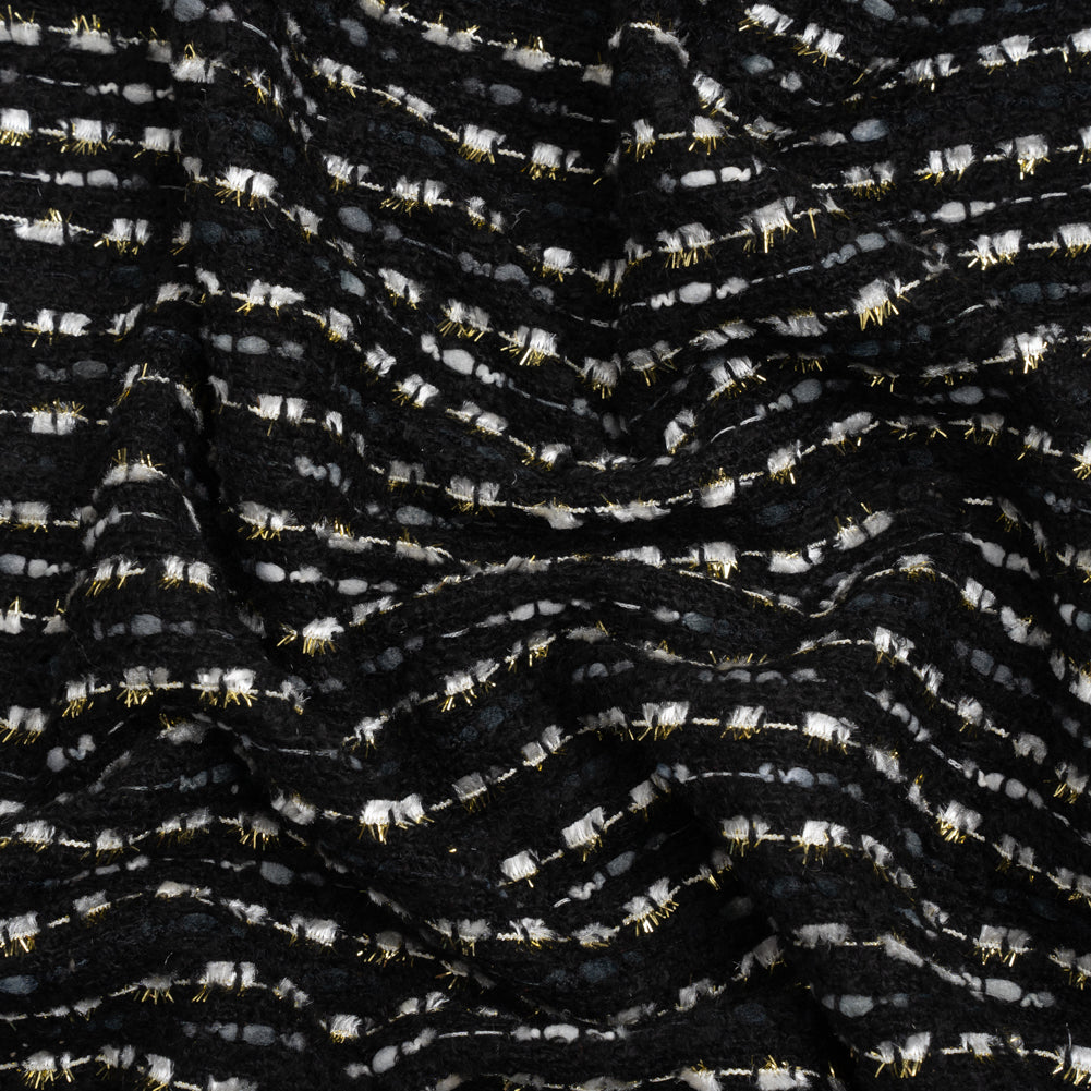 Black, White and Gold Boucle Striped Acrylic Tweed - Joann Fabrics
