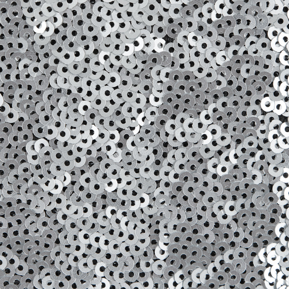 Black Mesh with All-Over Circle Sequins by Jay Godfrey - Silver - Deadstock - Joann Fabrics