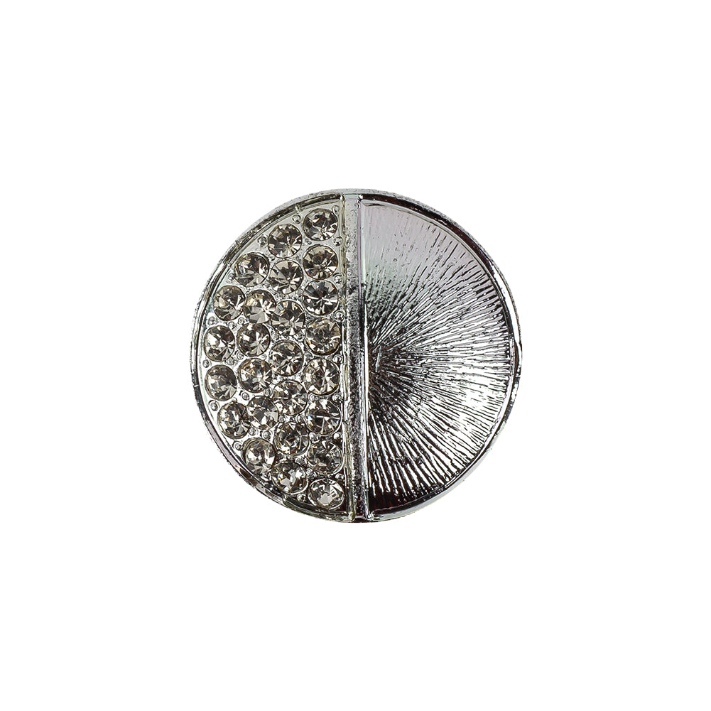 Vintage Silver Textured Shank Back Metal Button with Clustered Crystal Rhinestones - 32L/20mm - Joann Fabrics