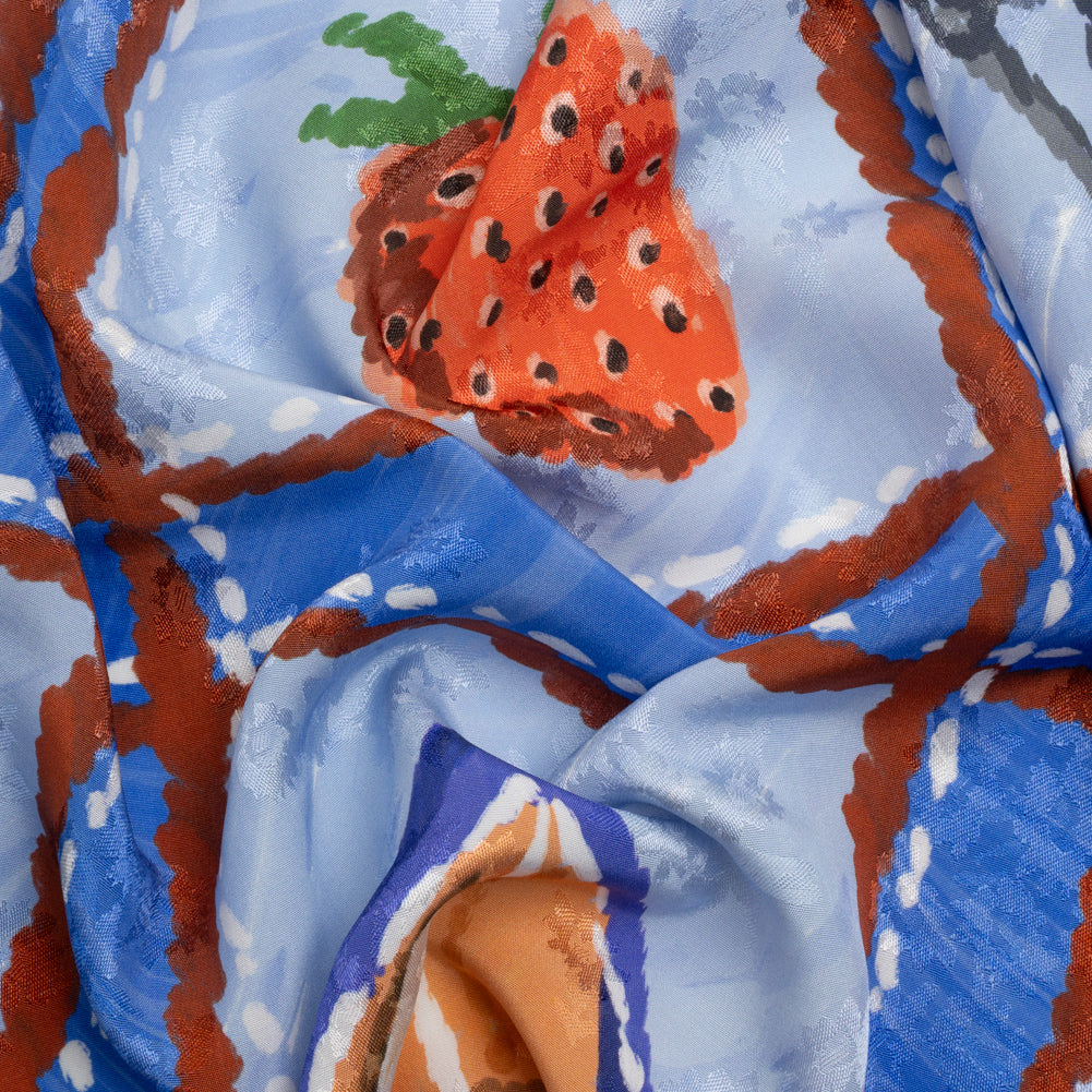 Floral Viscose Jacquard Print - Blue Outdoorsy Icons Grid - Mood Exclusive Take a Hike - Joann Fabrics