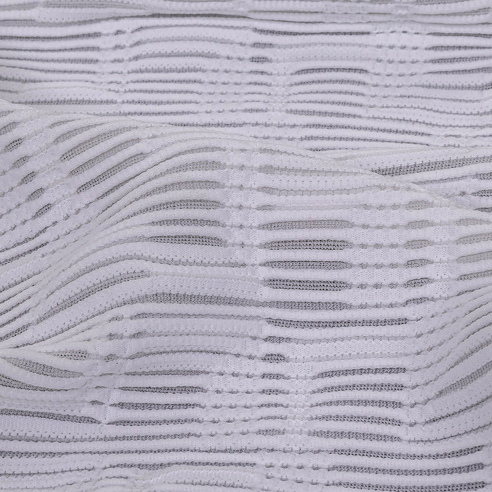 Optic White Geometric Jacquard Stretch Knit - Joann Fabrics