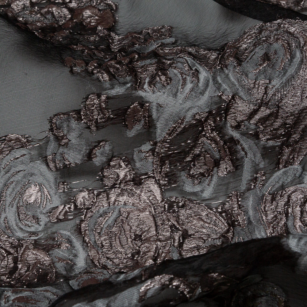 Black and Metallic Pink Luxury Floral Burnout Brocade - Joann Fabrics
