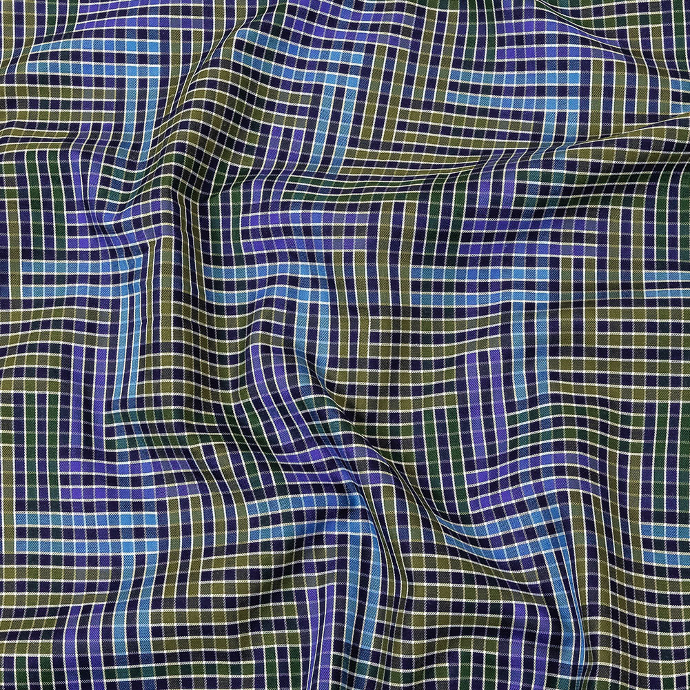 Astral Aura and Chive Log Cabin Plaid Cotton Shirting - Joann Fabrics