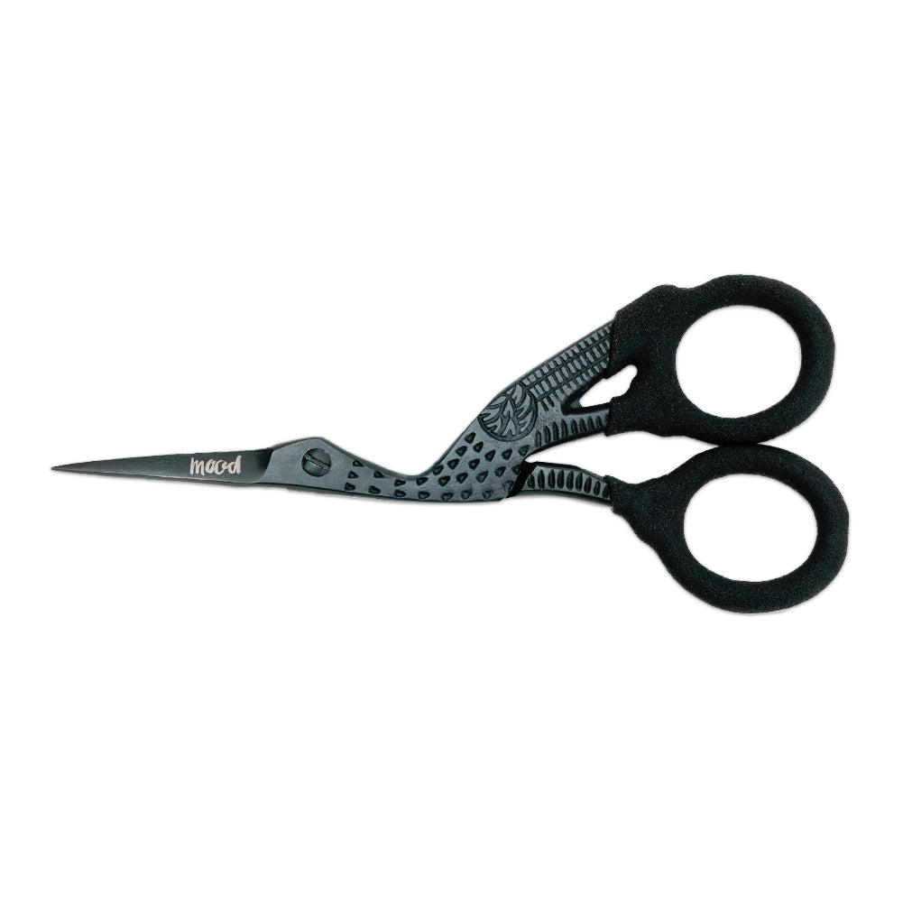 Mood Matte Black Stork Embroidery Snips with Matte Rubber Grips - 4.5