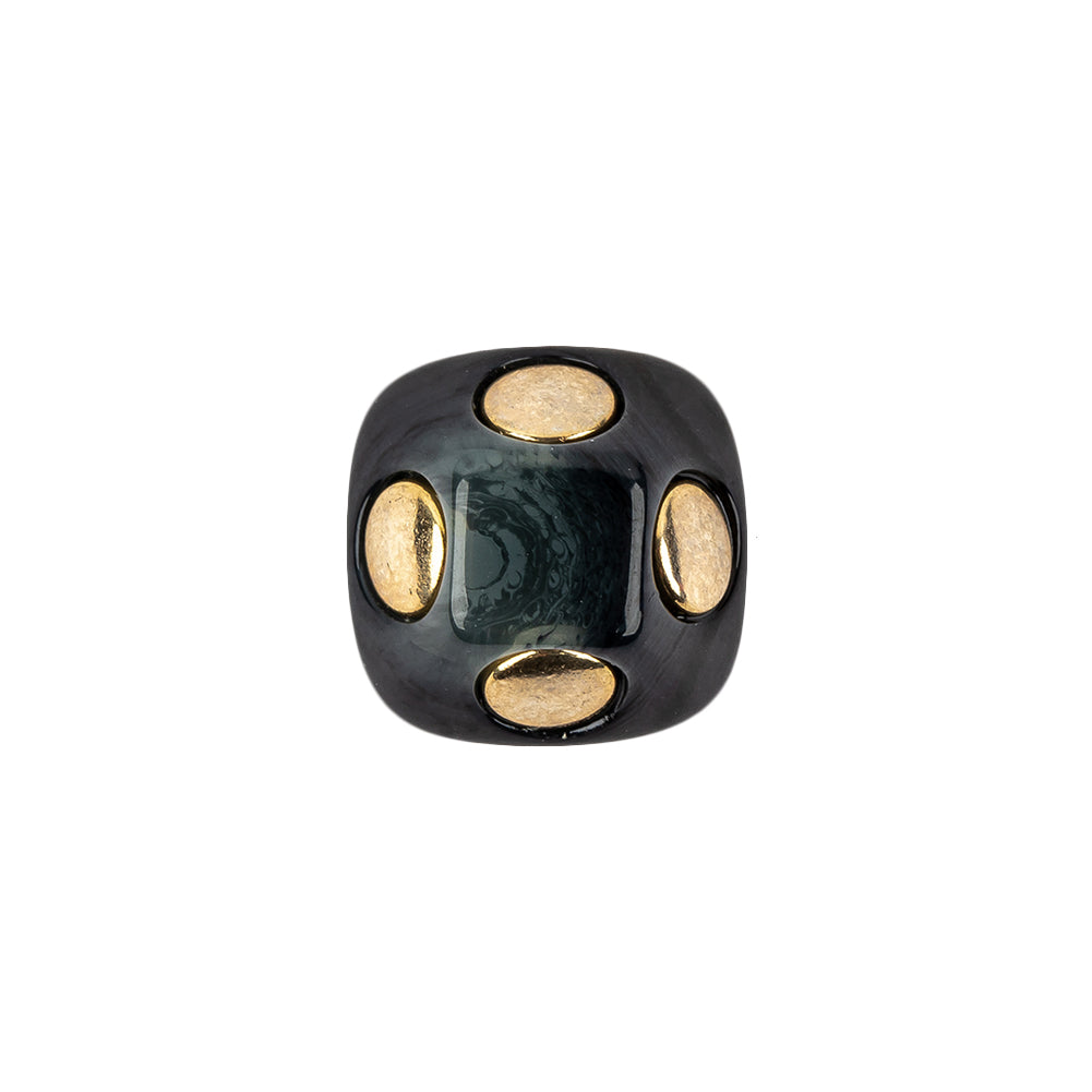 Dark Depths Swirls and Gold Metal Circles Beveled Glass Button - 28L/18mm - Joann Fabrics