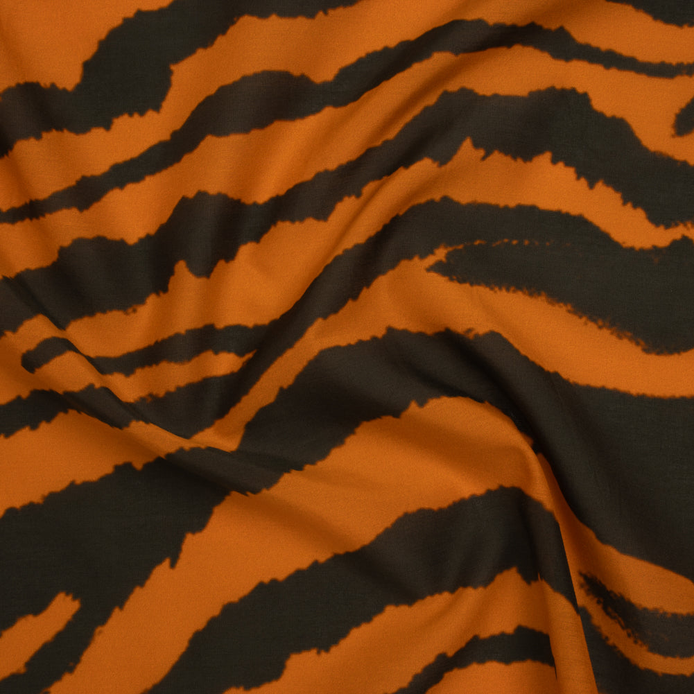 Silk and Cotton Voile Print - Orange and Dark Brown Big Tiger Stripes - Deadstock - Joann Fabrics