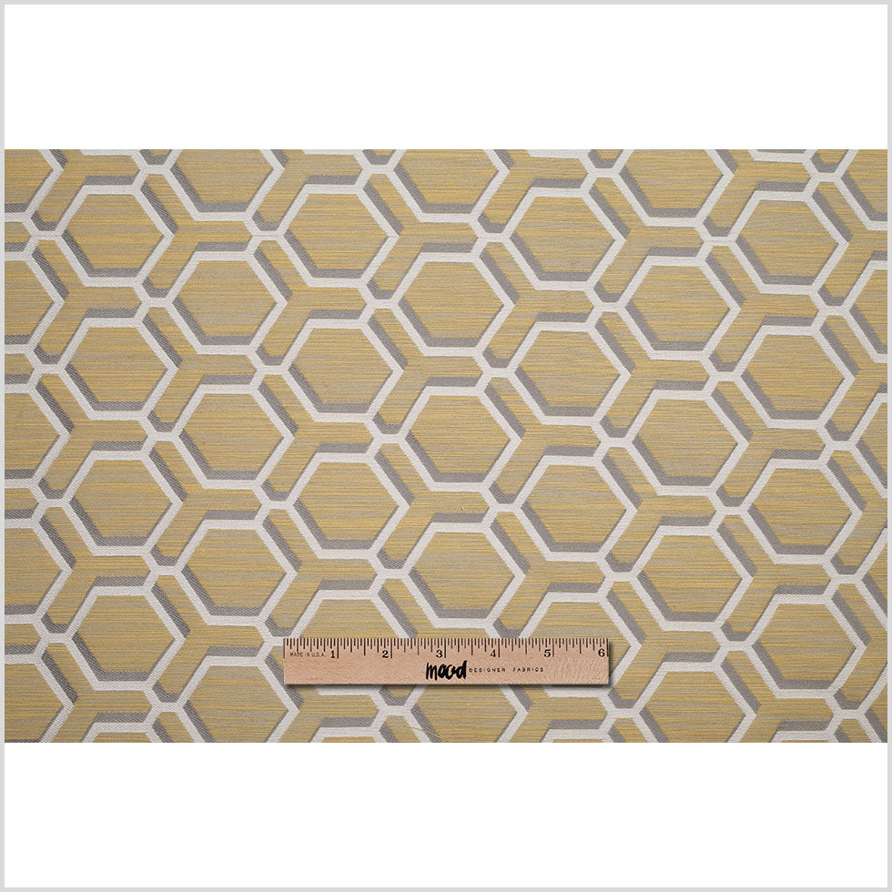 Indian Yellow/Gray Geometric Poly/Cotton Brocade - Joann Fabrics