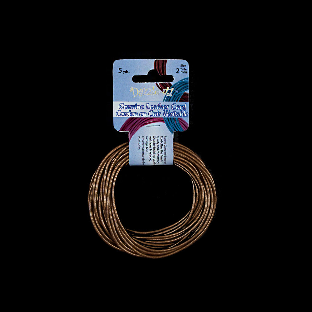 Dazzle-It Metallic Bronze Genuine Leather Cord - 2mm - Joann Fabrics