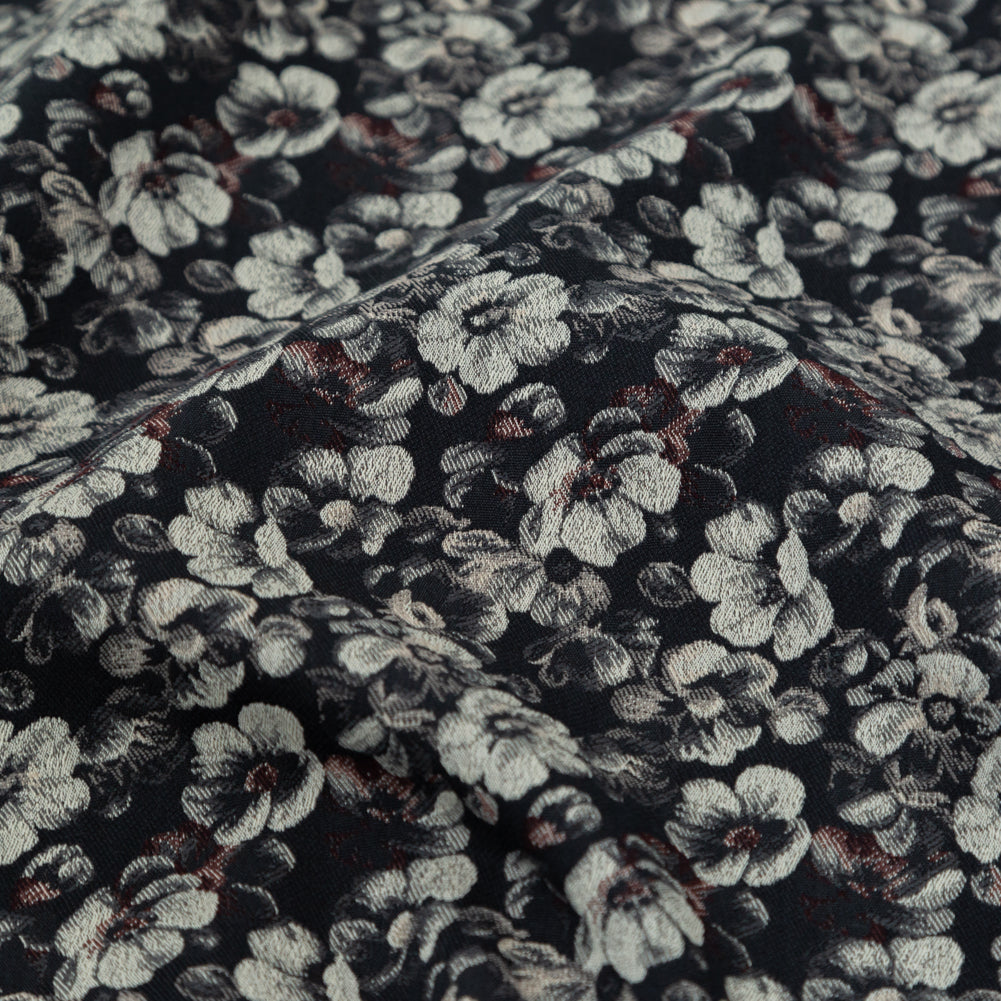 Italian Black, Beige and Brown Floral Stretch Jacquard - Joann Fabrics