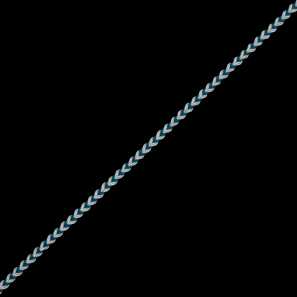 Teal and White Two-Tone Braided Trim - 0.25
