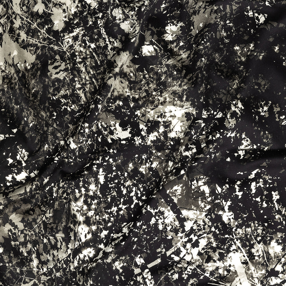 Stretch Cotton Sateen - Black and White Leafy Branches - Sylvan Spectres Print - Mood Exclusive Twilight Collection - Joann Fabrics