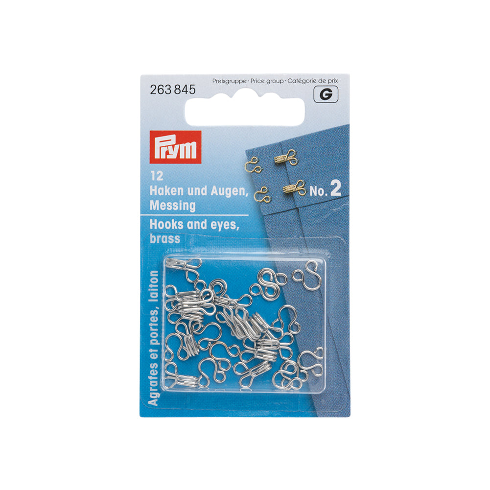 Prym Hooks & Eyes - Silver Size 2 - 12 Sets - Joann Fabrics