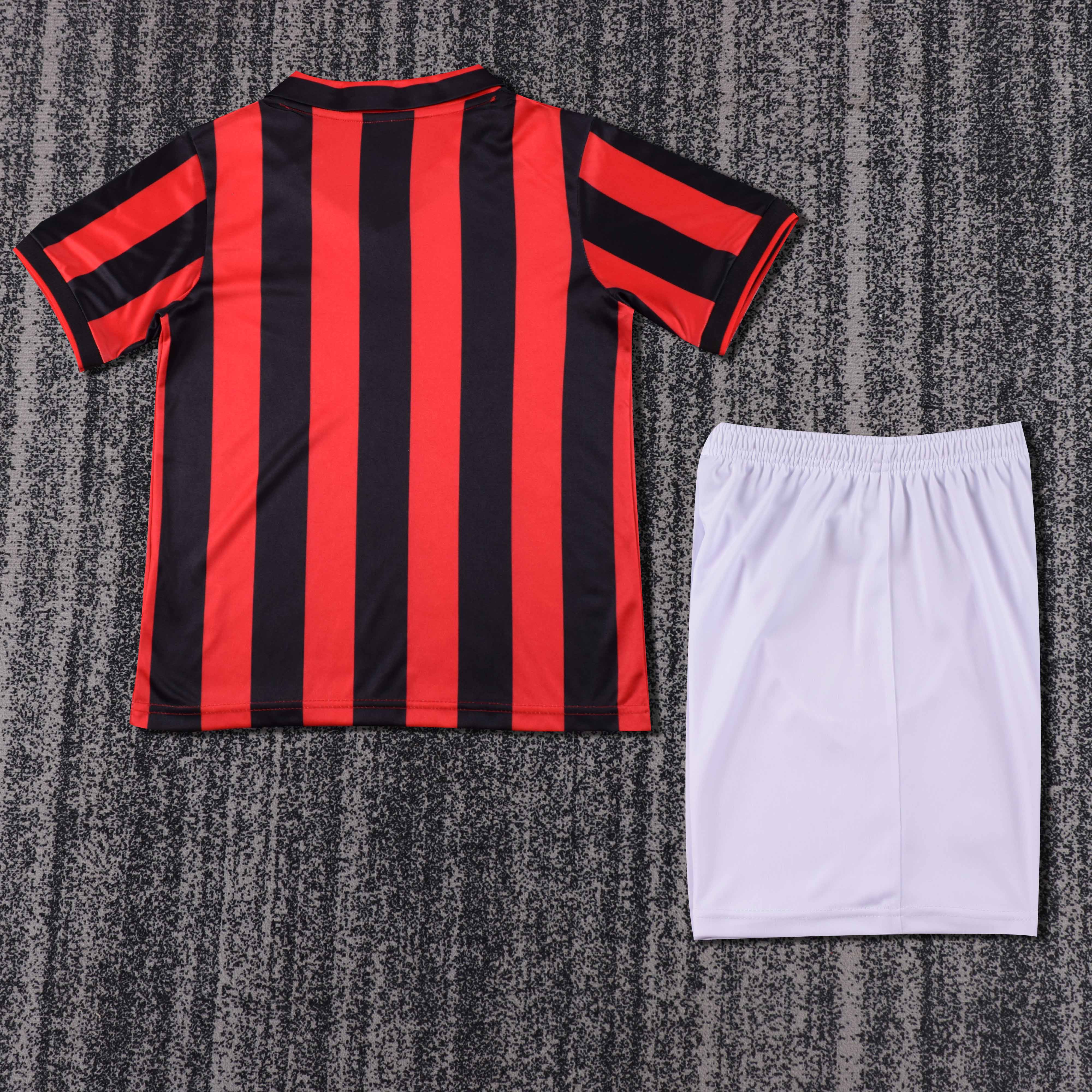 1990-1991 Retro AC Milan Home Football Shirt 1:1 Thai Quality Kids Size