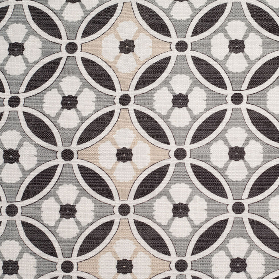 Spanish Black/Gray Floral Geometric Poly/Cotton Canvas - Joann Fabrics