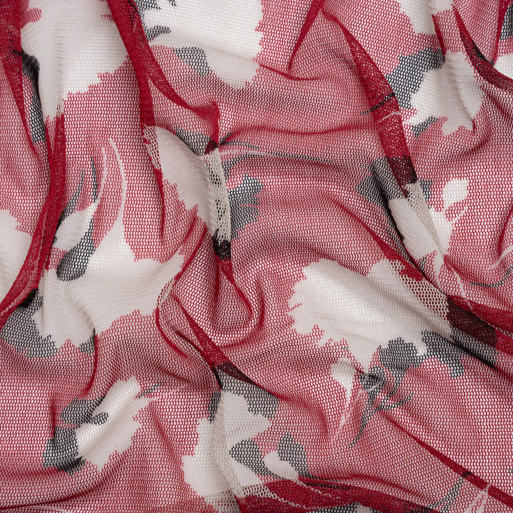 Floral Shadows Silk Tulle - Red, White and Black - Joann Fabrics