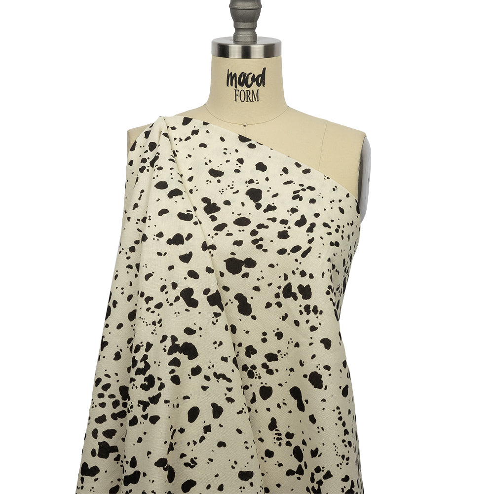 Linen and Rayon Woven - Black and White Dalmatian Spots - Fire Dogs Print - Mood Exclusive Metro Collection - Joann Fabrics