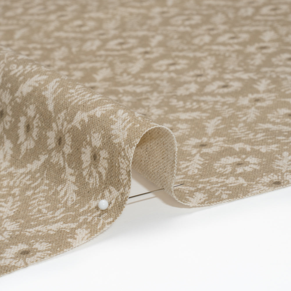 Brushed Cotton and Linen Canvas - Sand Flowers and Leaves - Flowers and Leaves British Imported - Joann Fabrics