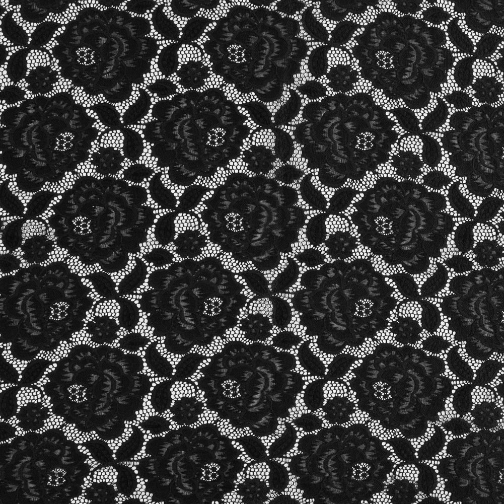 Re-Embroidered Stretch Crochet Lace - Black Roses - Joann Fabrics