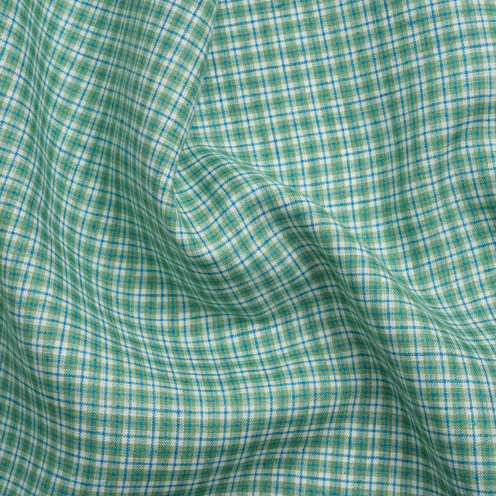 Grass Green, Blue and White Plaid Medium Weight Linen Woven - Joann Fabrics