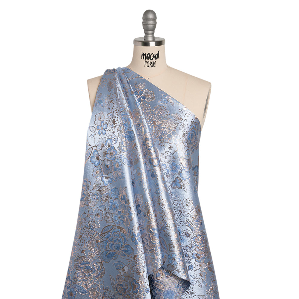 Metallic Brocade - Pastel Blue, Country Blue and Silver Flower Garden - Joann Fabrics