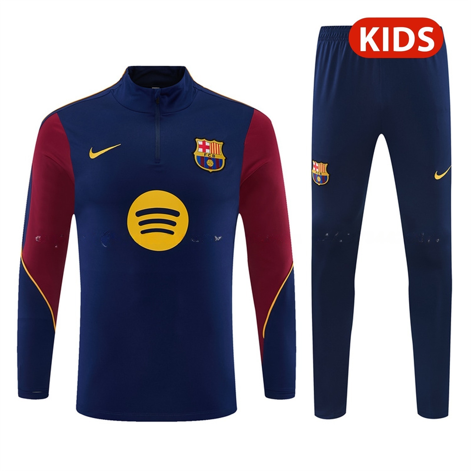 Barcelona 26-27 Kids Long Sleeve Training Set - Deep Blue Top & Deep Blue Pants - UnitedFutballJersey
