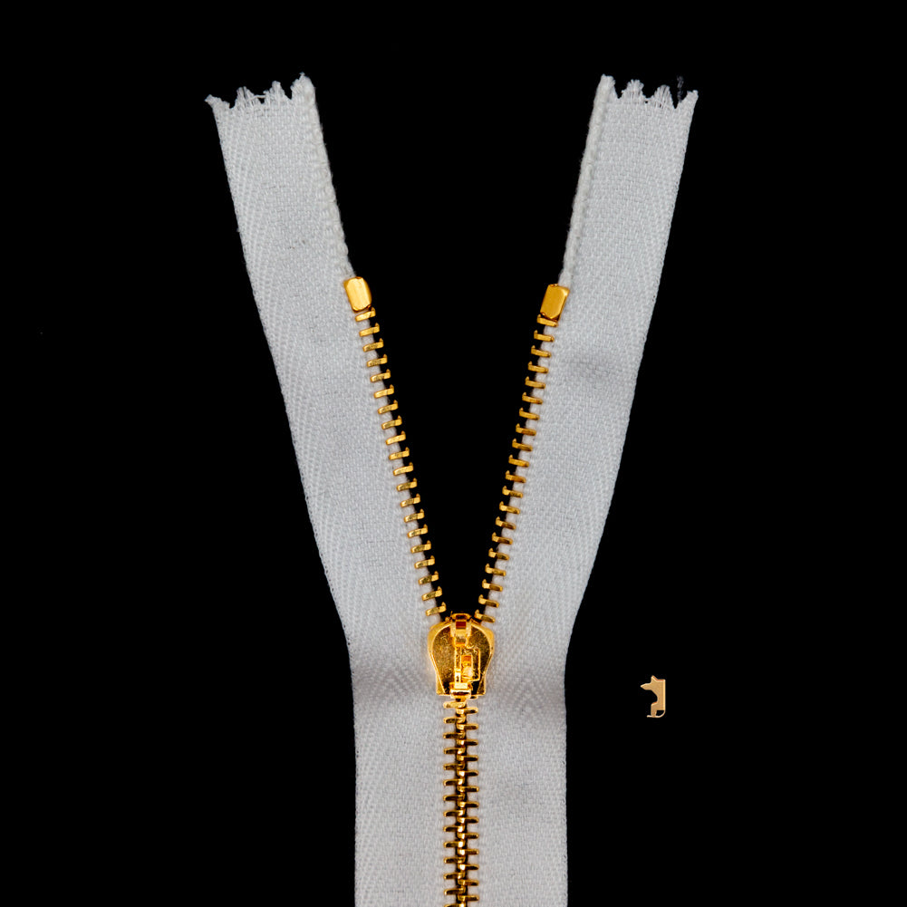 Mood Exclusive Italian Off-White and Gold T3 Closed End Metal Zipper - 9