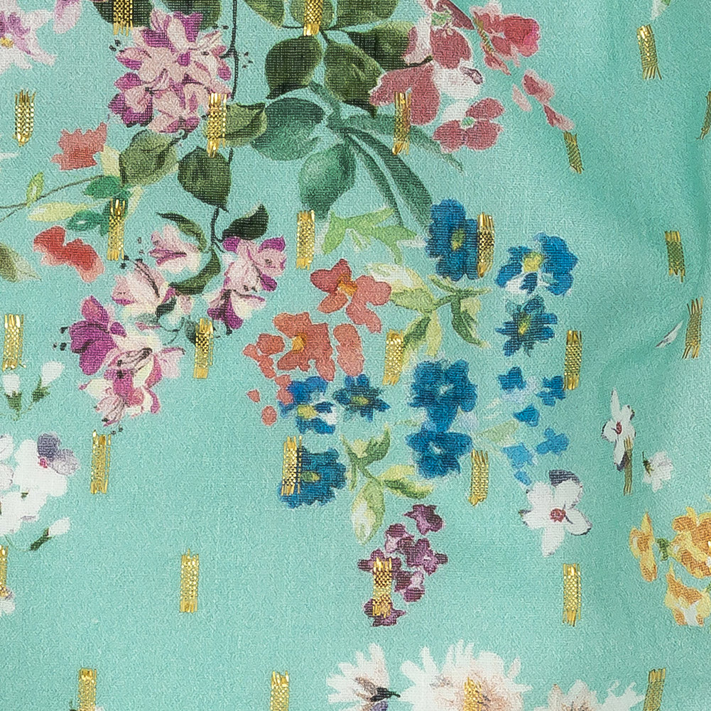 Cotton Voile Print with Metallic Dots - Seafoam Floral - Mood Exclusive April Awakening - Joann Fabrics