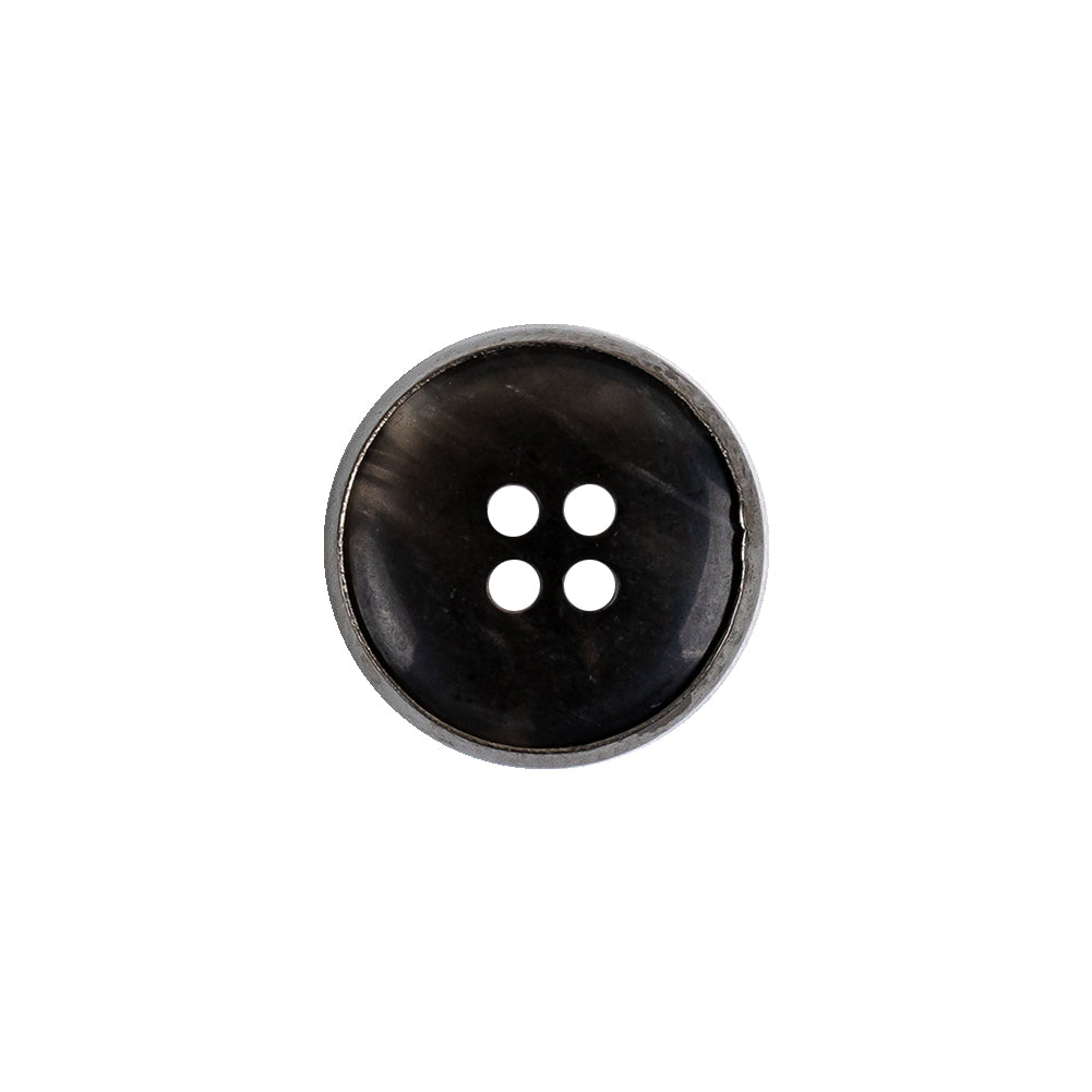Italian Iridescent Gray 4 Hole Button with Gunmetal Rim - 25L/16mm - Joann Fabrics