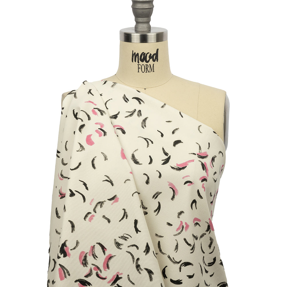 Stretch Cotton Canvas Print - White, Black and Pink Abstract Marks - Mood Exclusive Kindergarten Couture - Joann Fabrics
